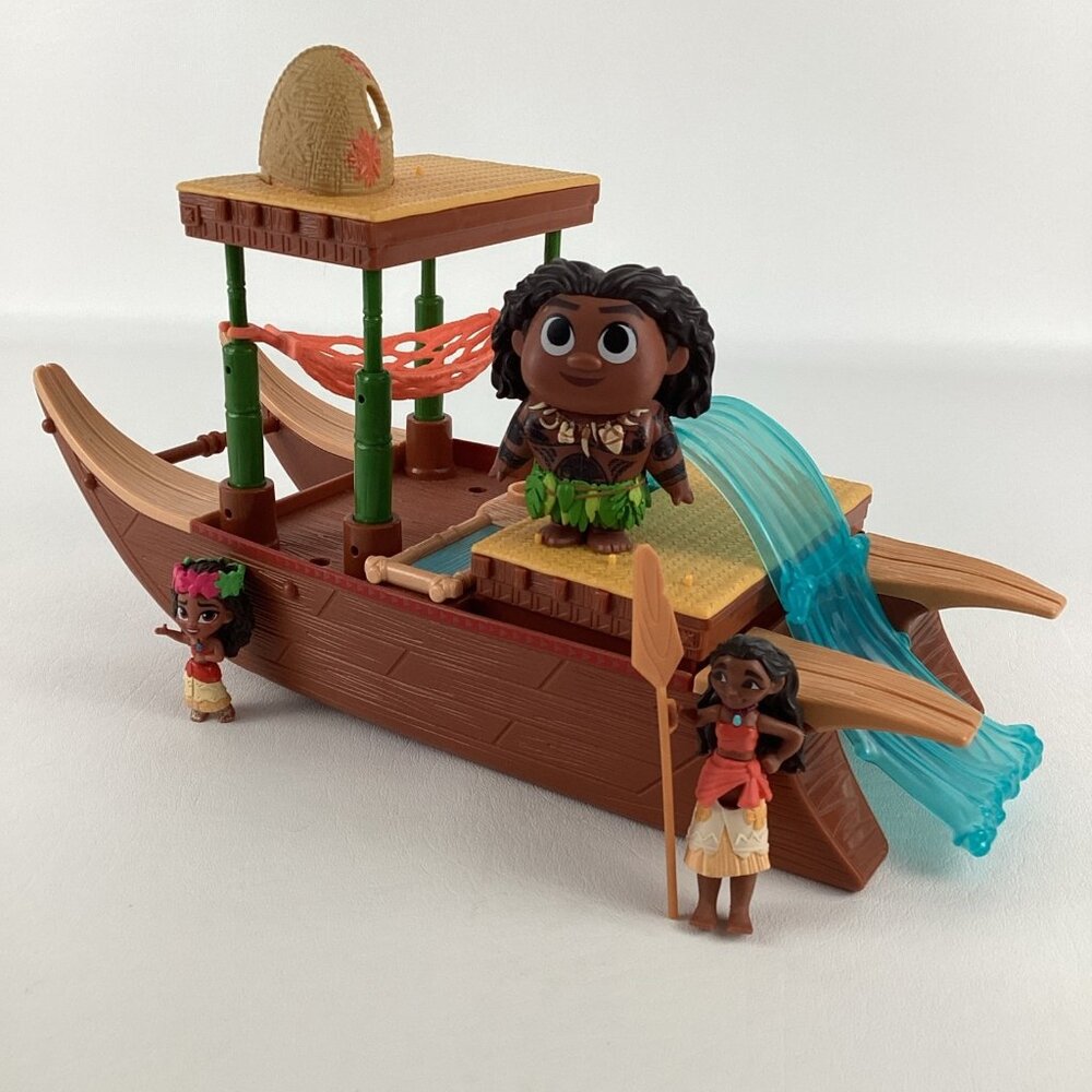 Disney Moana's Adventure Canoe Playset Mini Action Figures Maui Mattel 2024 Toy - Picture 1 of 10